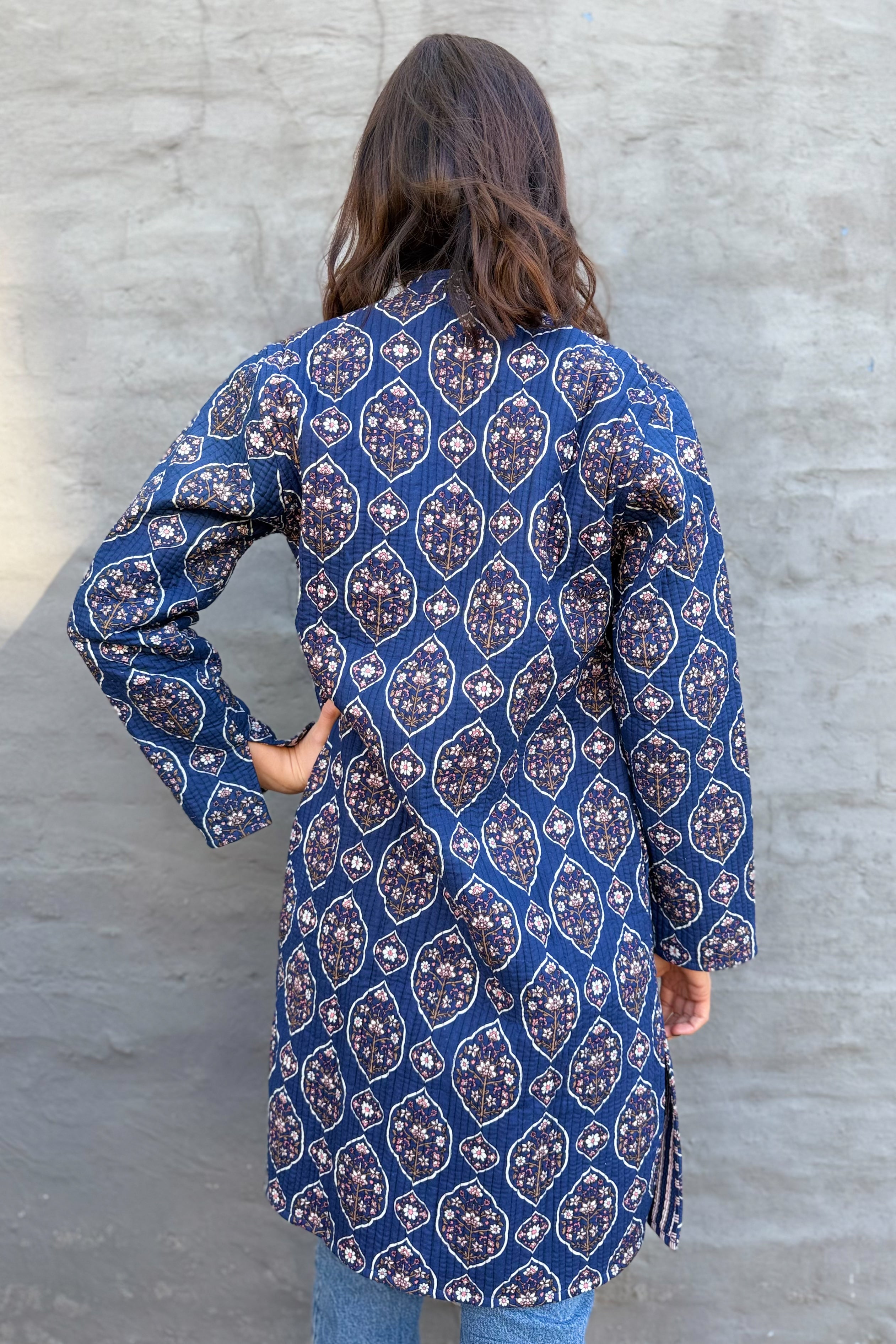 Quilted Cotton Coat In Vintage Navy