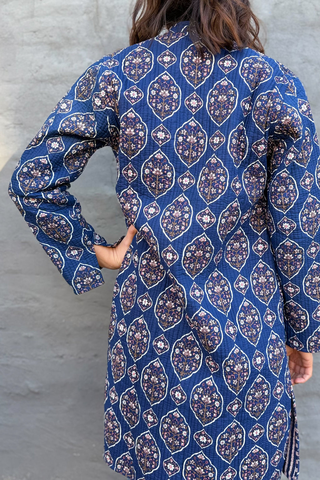 Quilted Cotton Coat In Vintage Navy