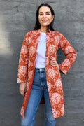 Quilted Cotton Coat In Vintage Flame