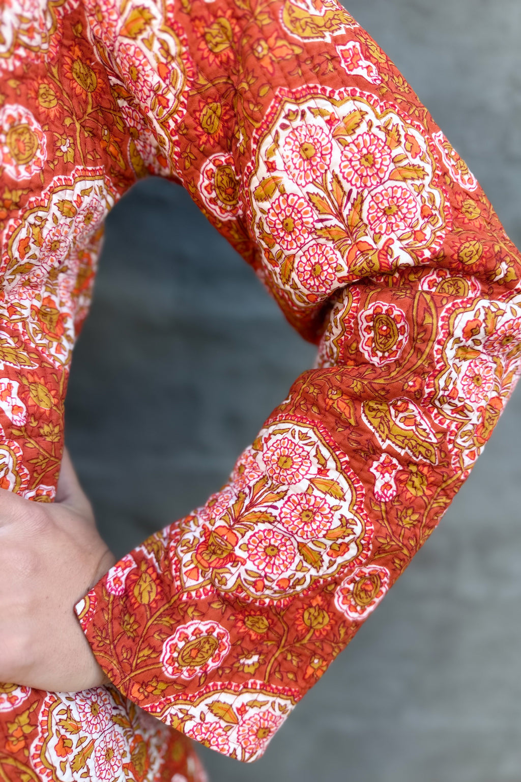 Quilted Cotton Coat In Vintage Flame