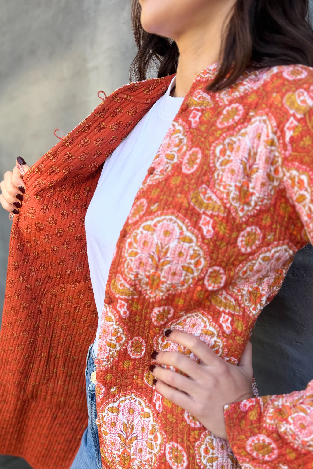 Quilted Cotton Coat In Vintage Flame