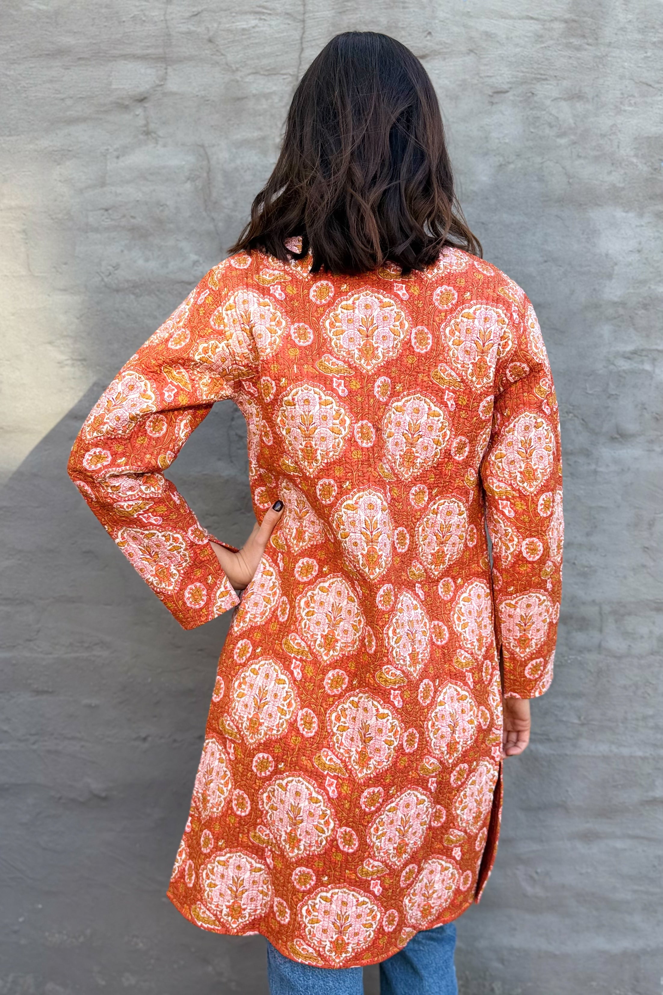 Quilted Cotton Coat In Vintage Flame