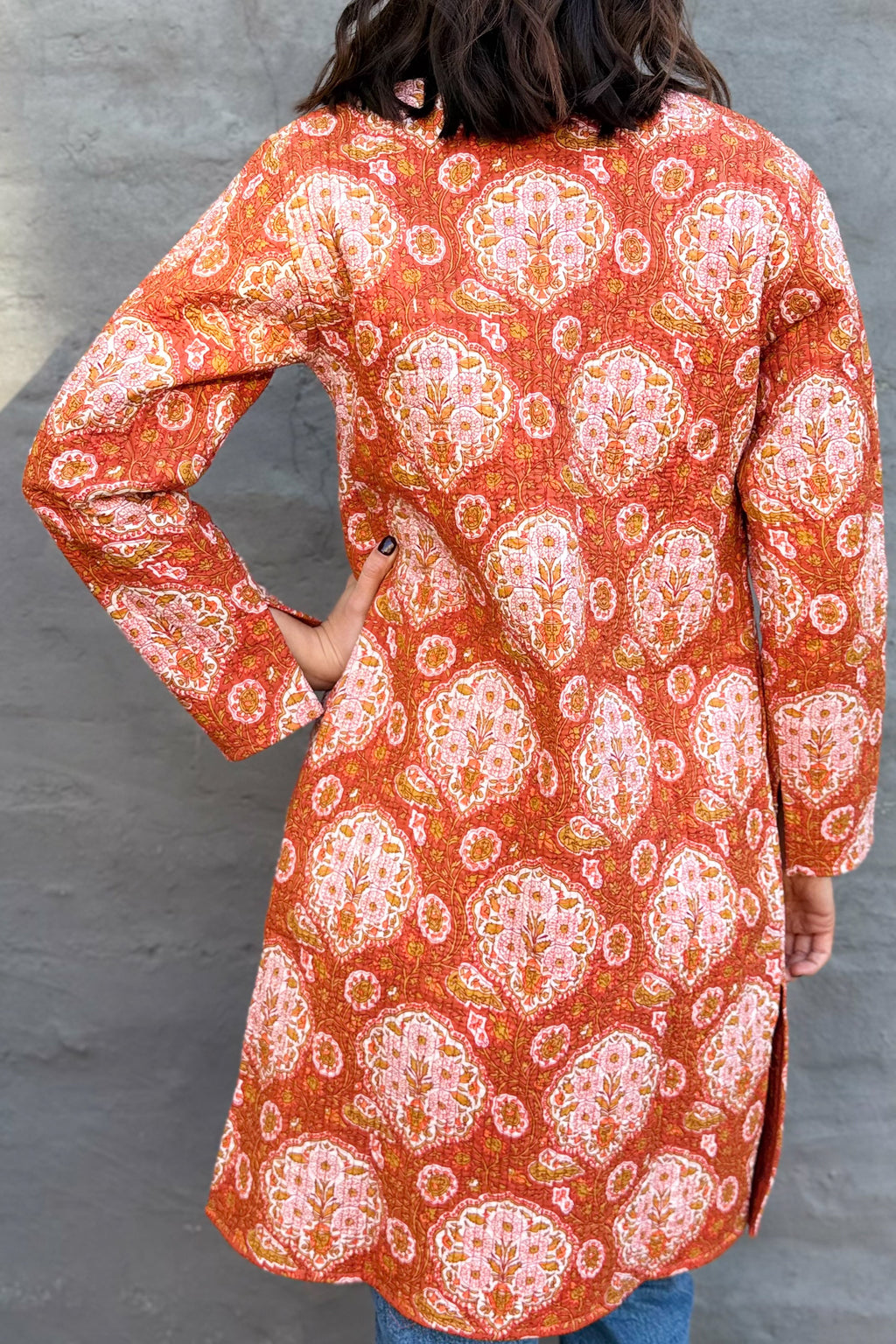 Quilted Cotton Coat In Vintage Flame