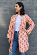Quilted Cotton Coat In Blushing Rose