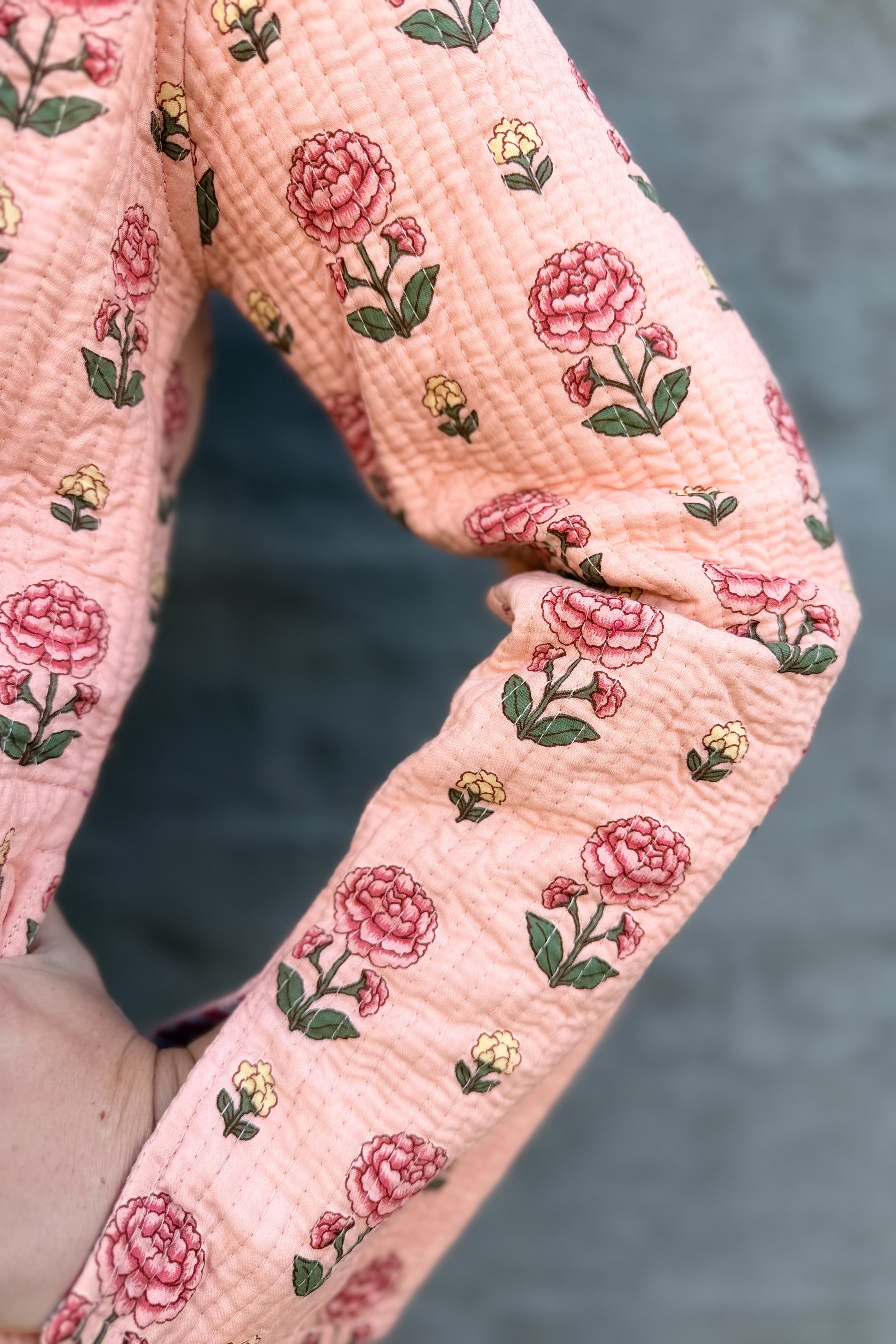 Quilted Cotton Coat In Blushing Rose