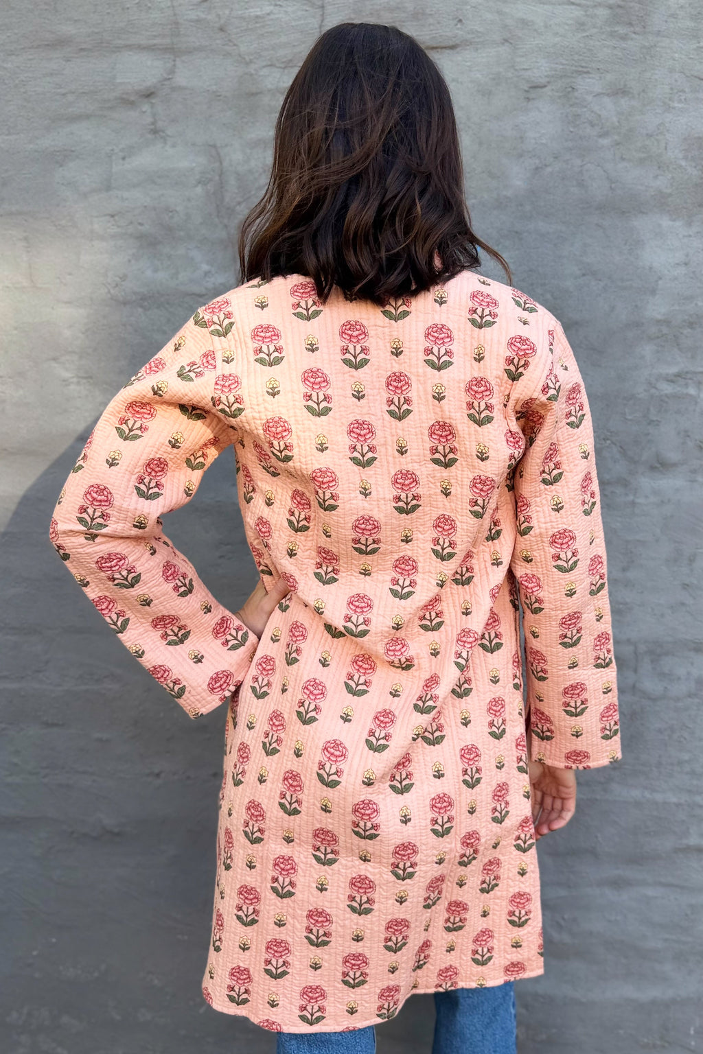 Quilted Cotton Coat In Blushing Rose
