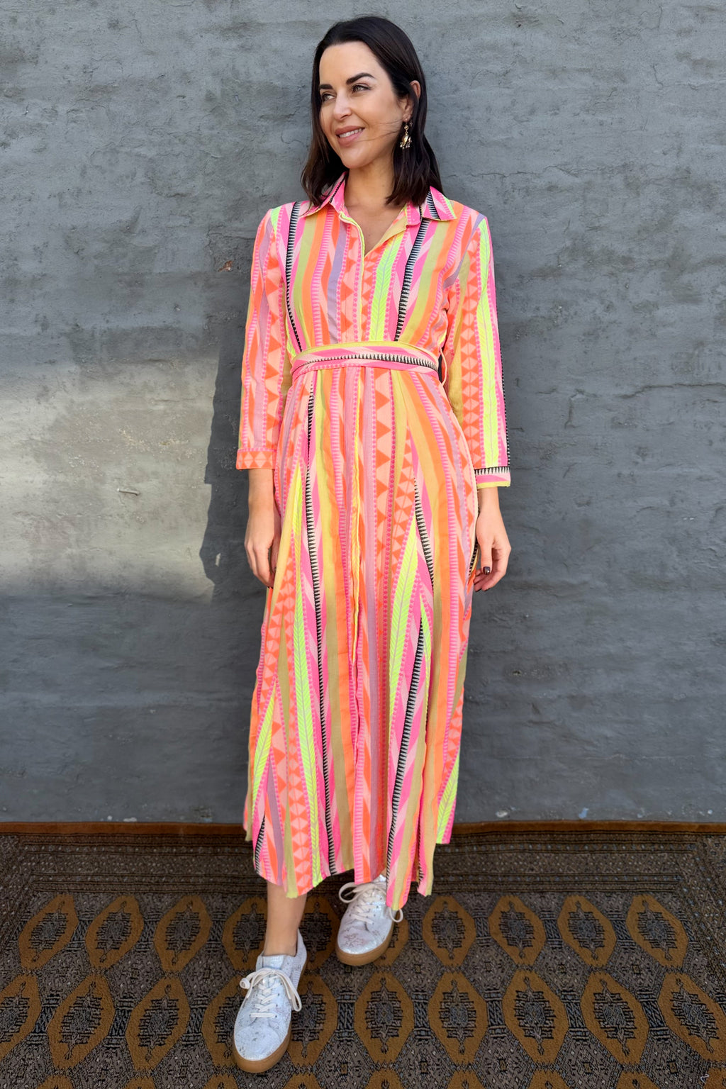 Shaya Shirt Dress In Fluorescent Flame