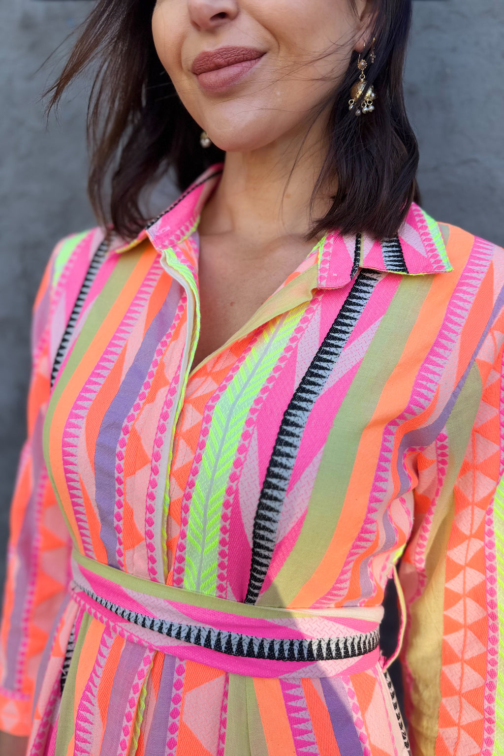 Shaya Shirt Dress In Fluorescent Flame