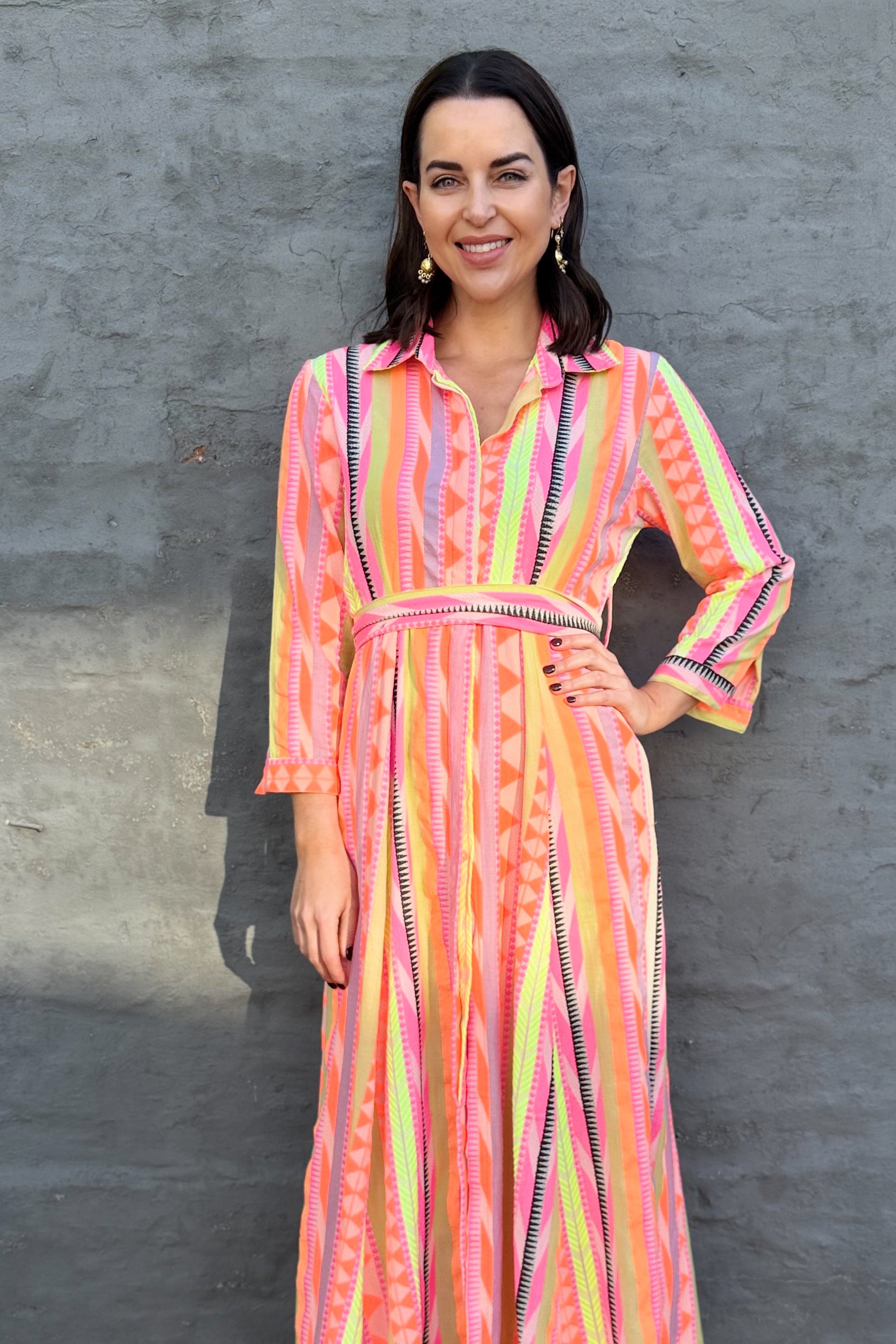 Shaya Shirt Dress In Fluorescent Flame