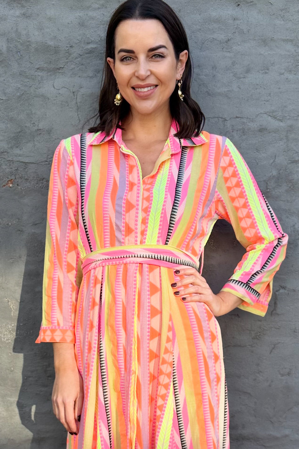 Shaya Shirt Dress In Fluorescent Flame