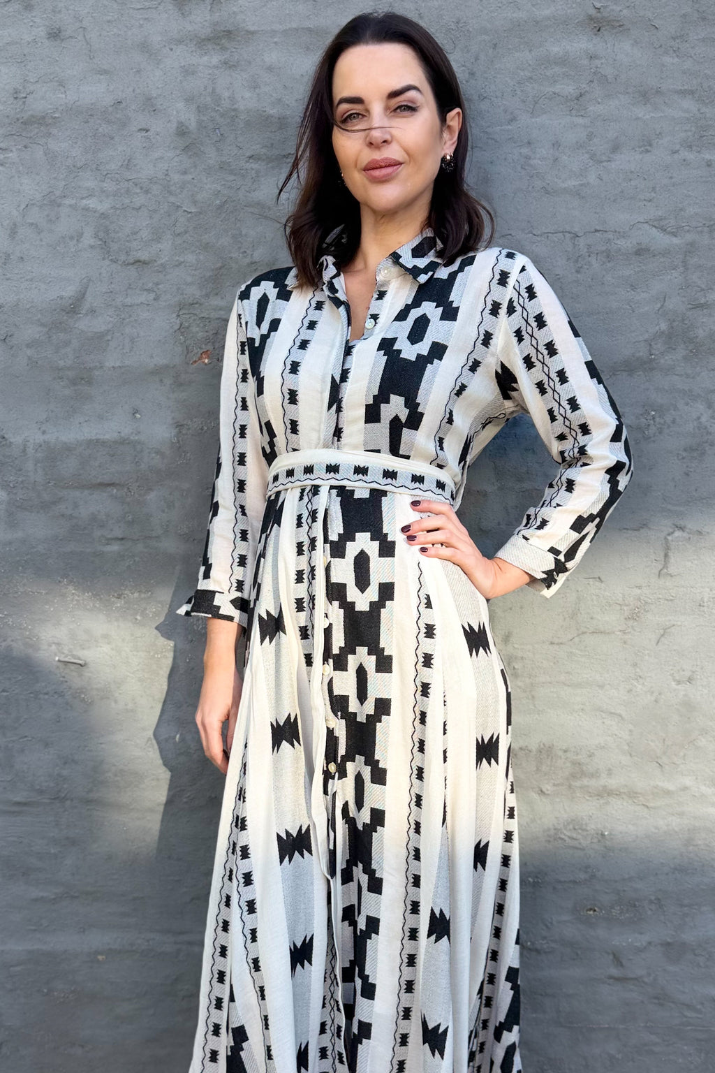 Shaya Shirt Dress In Creamy Aztec