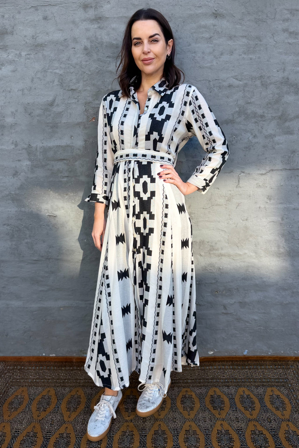Shaya Shirt Dress In Creamy Aztec