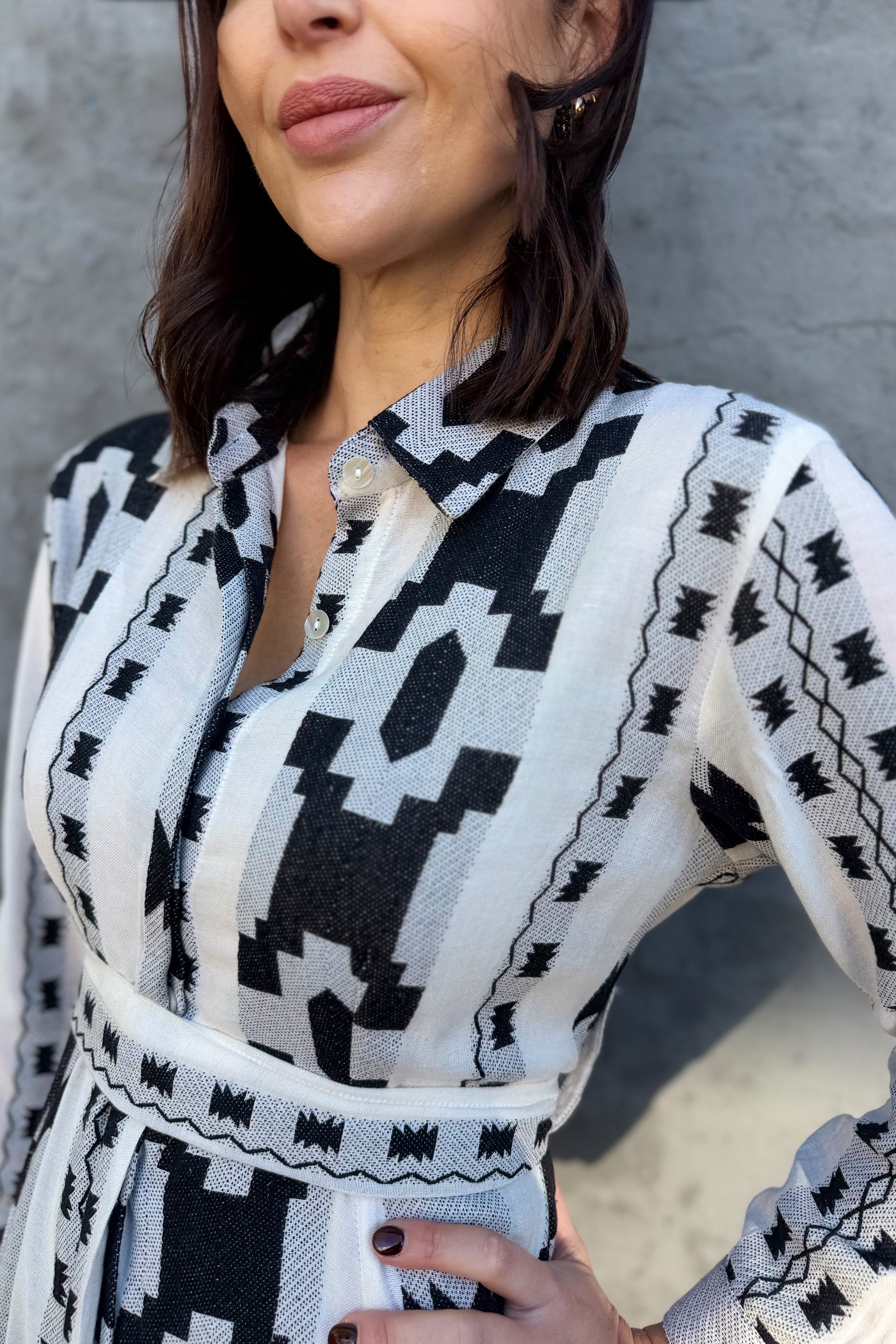 Shaya Shirt Dress In Creamy Aztec