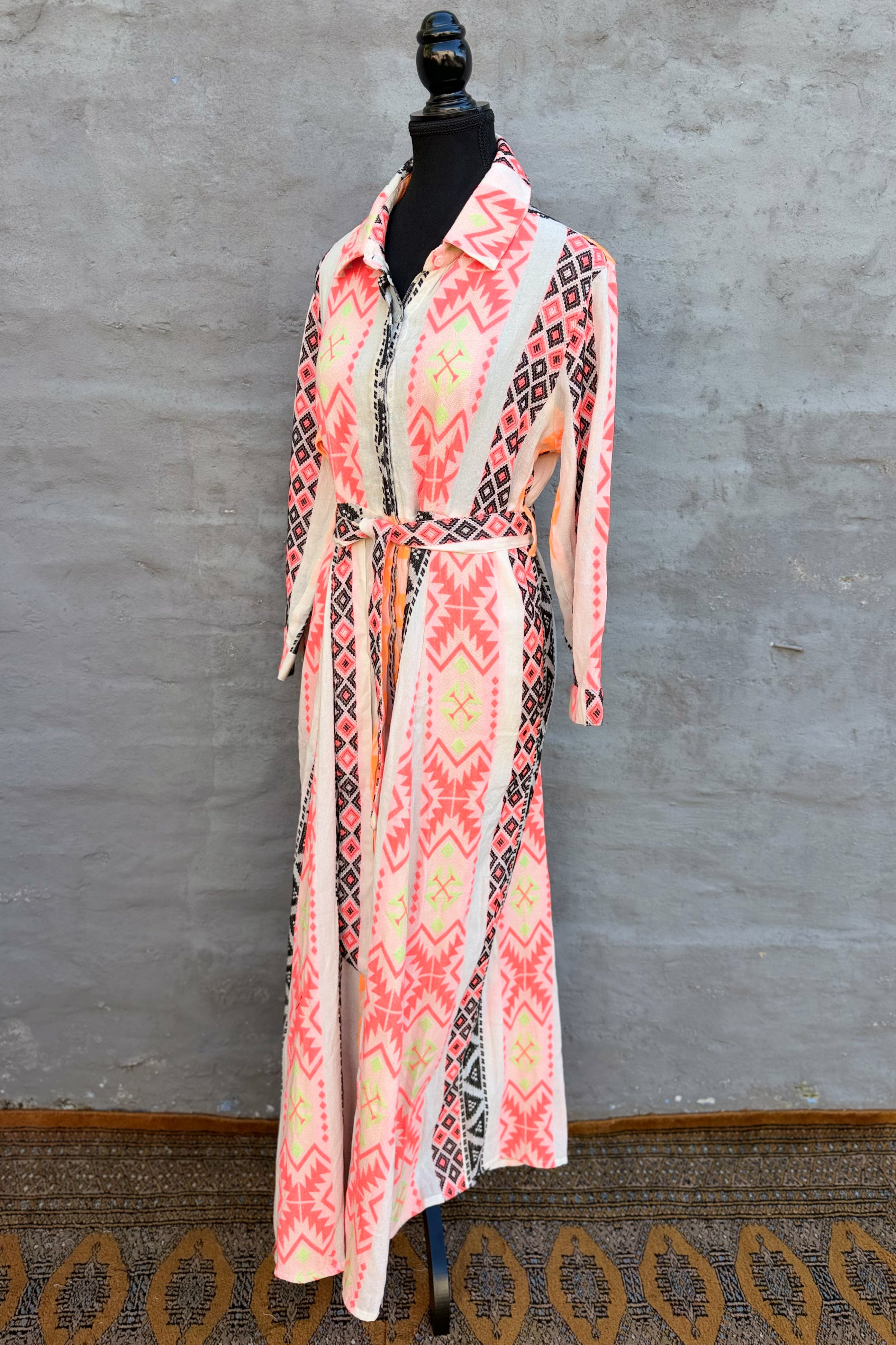 Shaya Shirt Dress In Tribal Tangerine