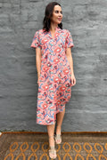 Sadie Shirt Dress In Peach Poppy