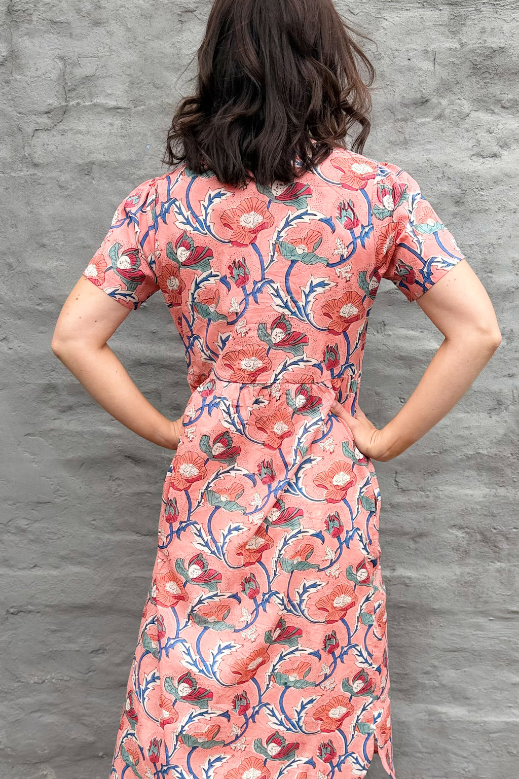 Sadie Shirt Dress In Peach Poppy