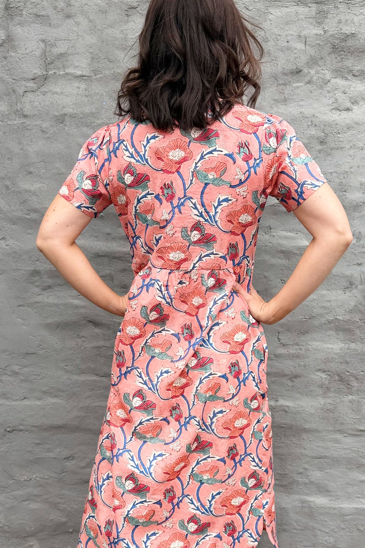 Sadie Shirt Dress In Peach Poppy