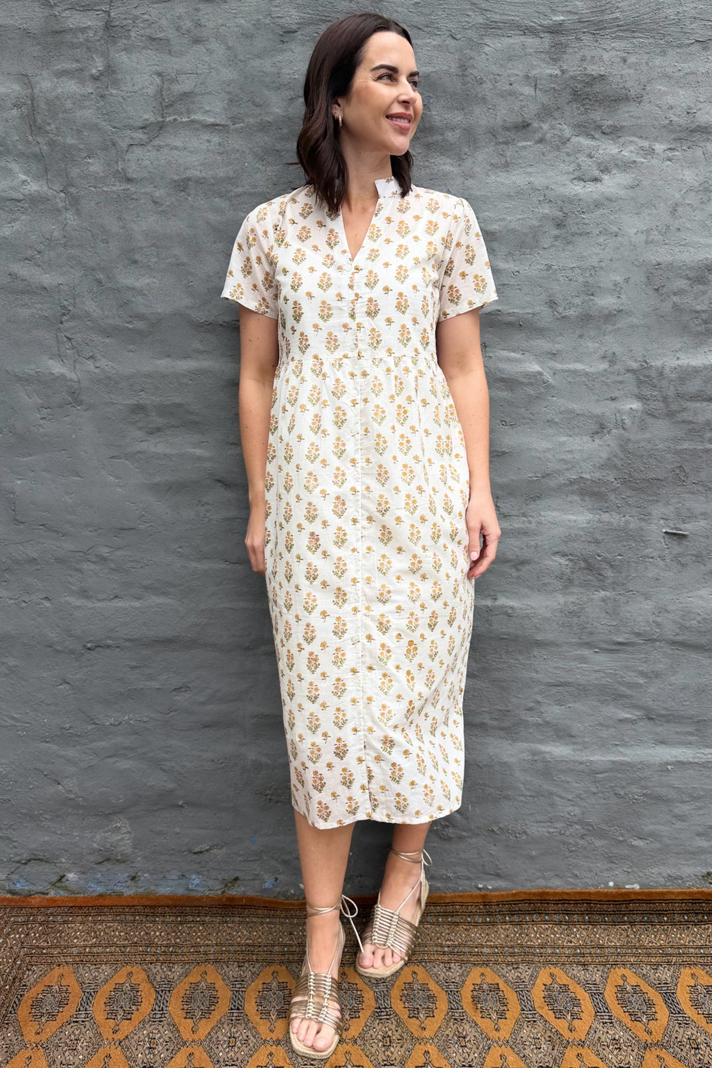 Sadie Shirt Dress In Golden Posy
