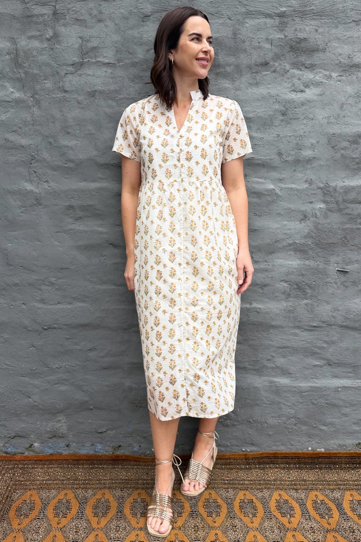 Sadie Shirt Dress In Golden Posy