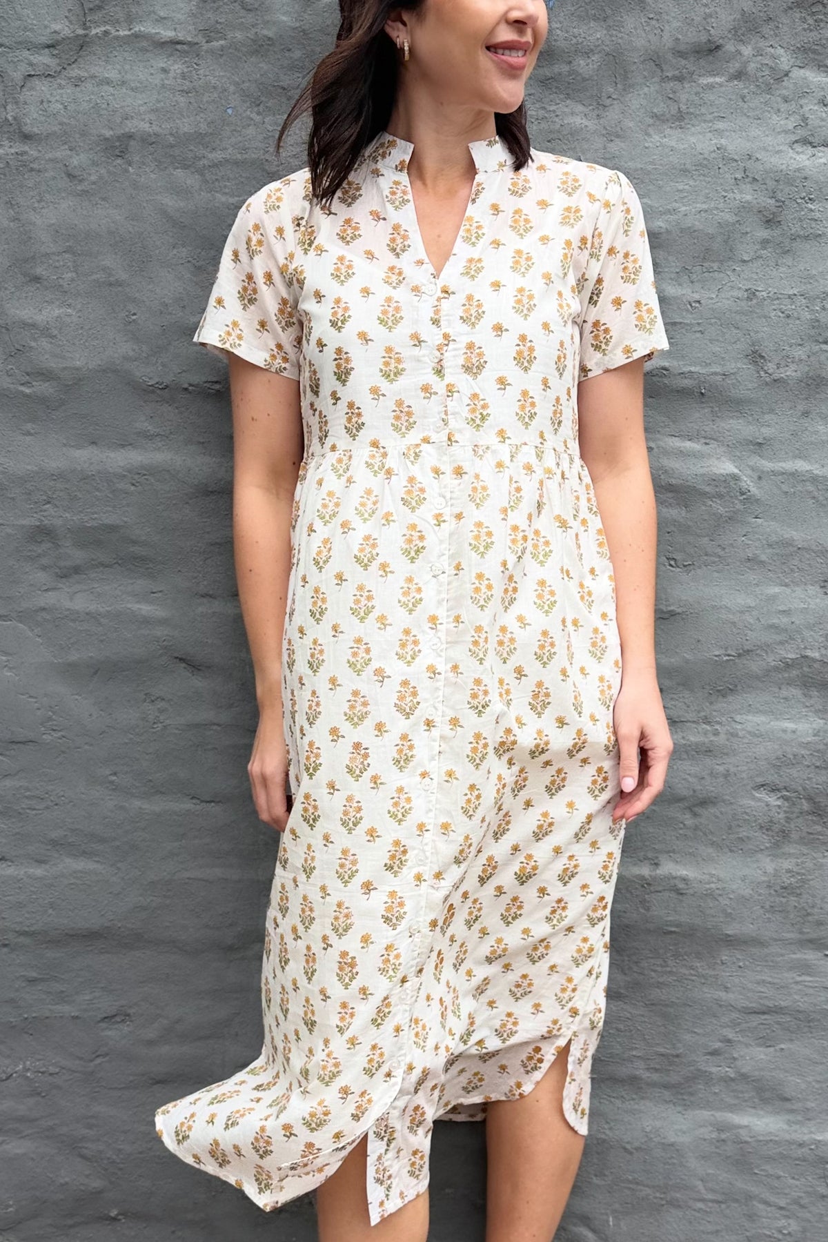 Sadie Shirt Dress In Golden Posy
