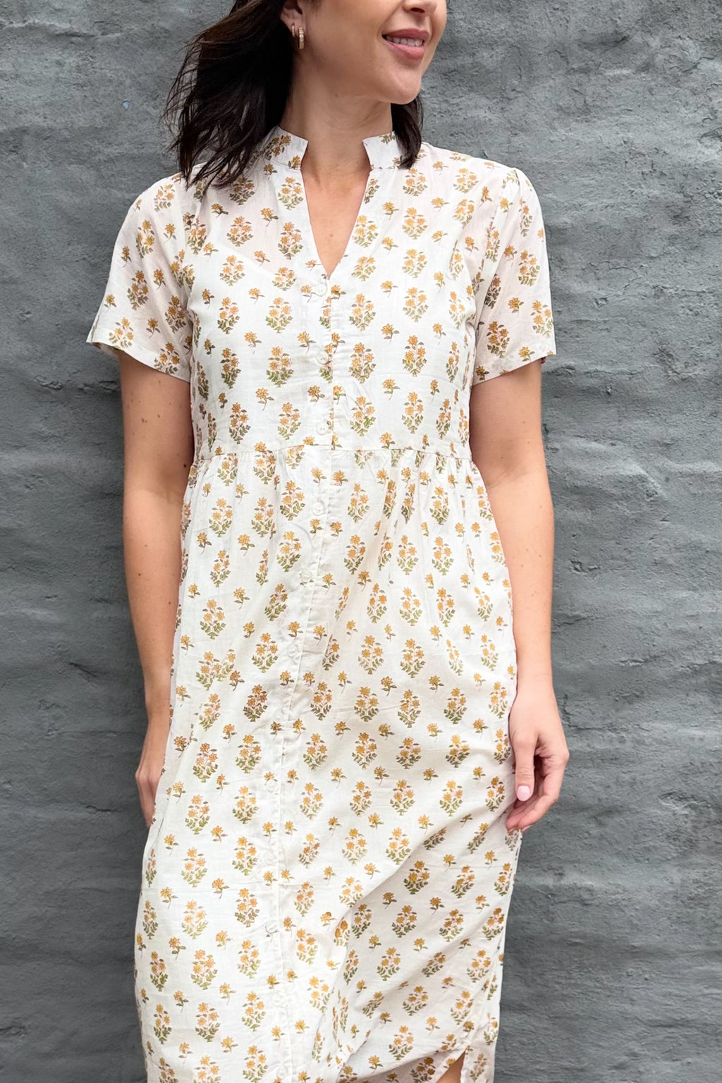 Sadie Shirt Dress In Golden Posy