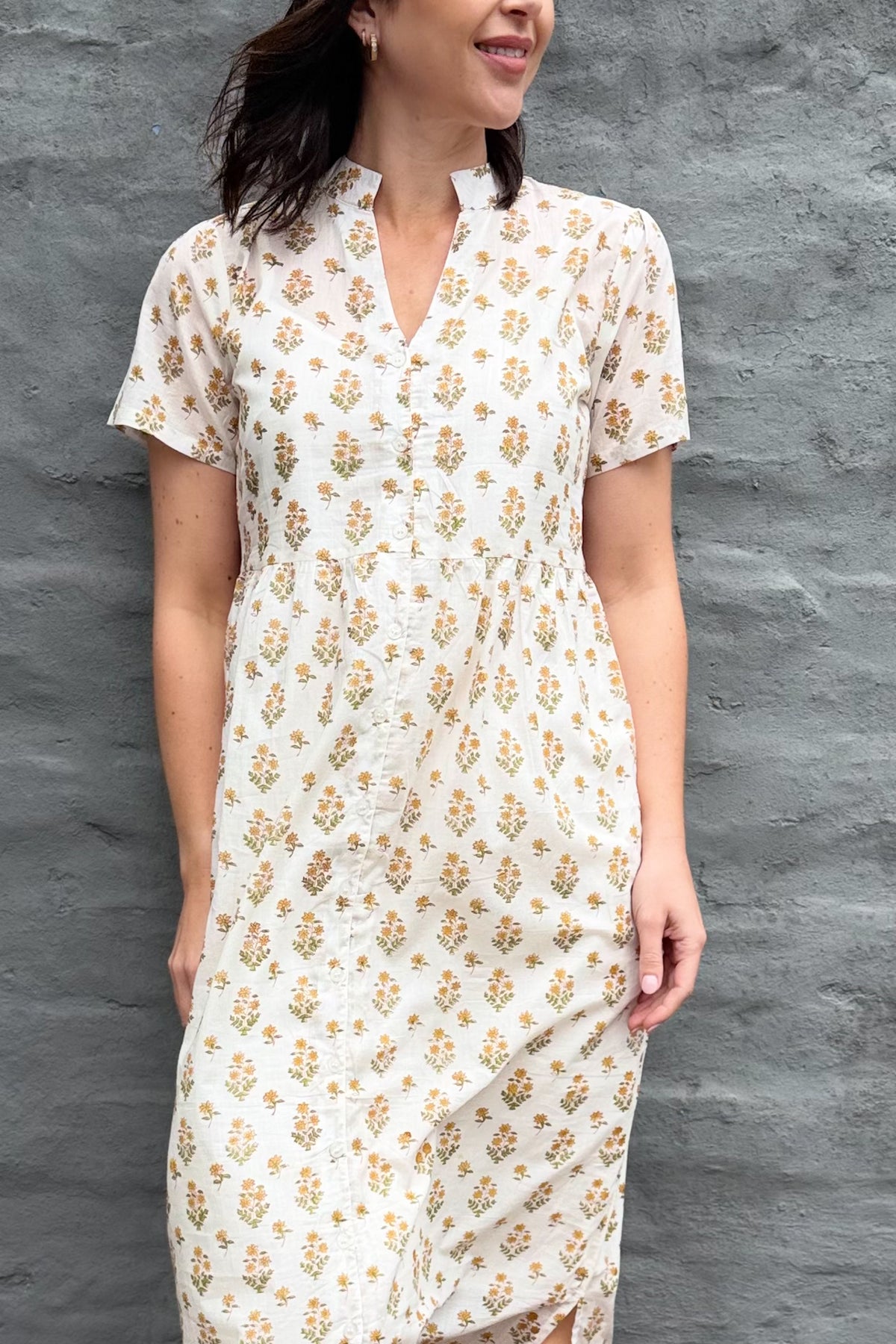 Sadie Shirt Dress In Golden Posy
