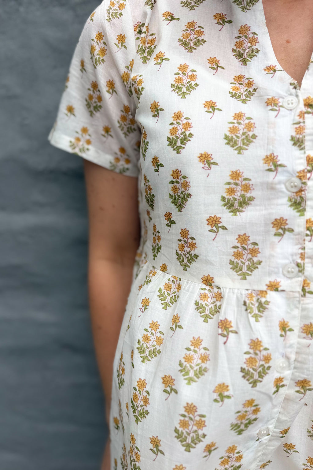 Sadie Shirt Dress In Golden Posy