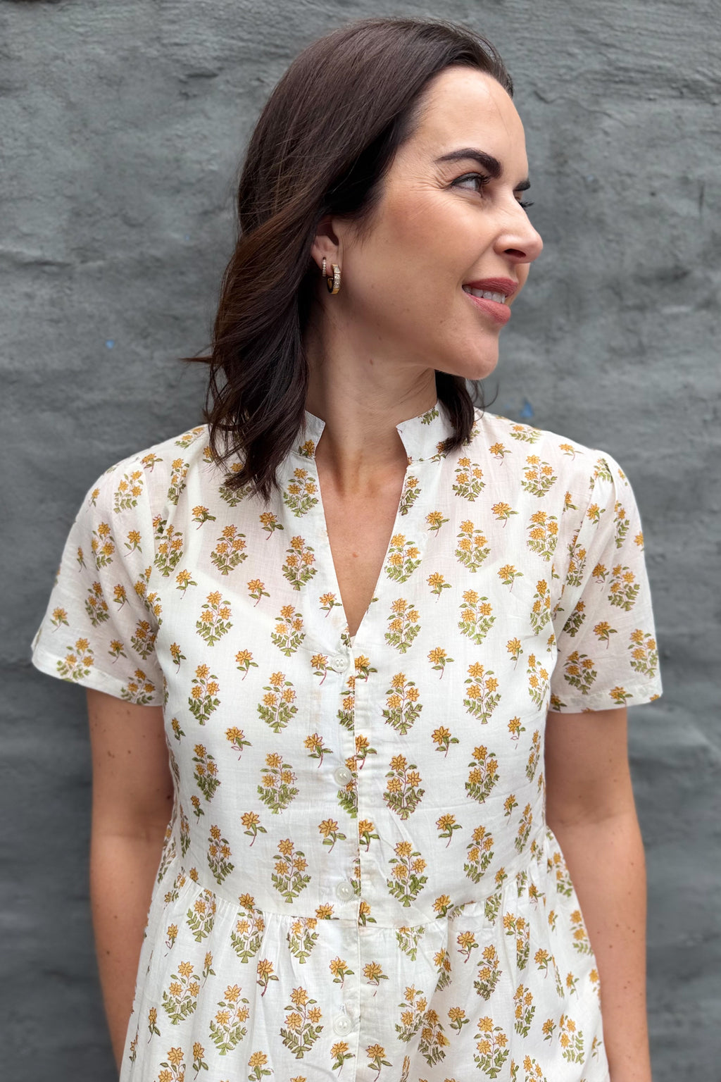 Sadie Shirt Dress In Golden Posy