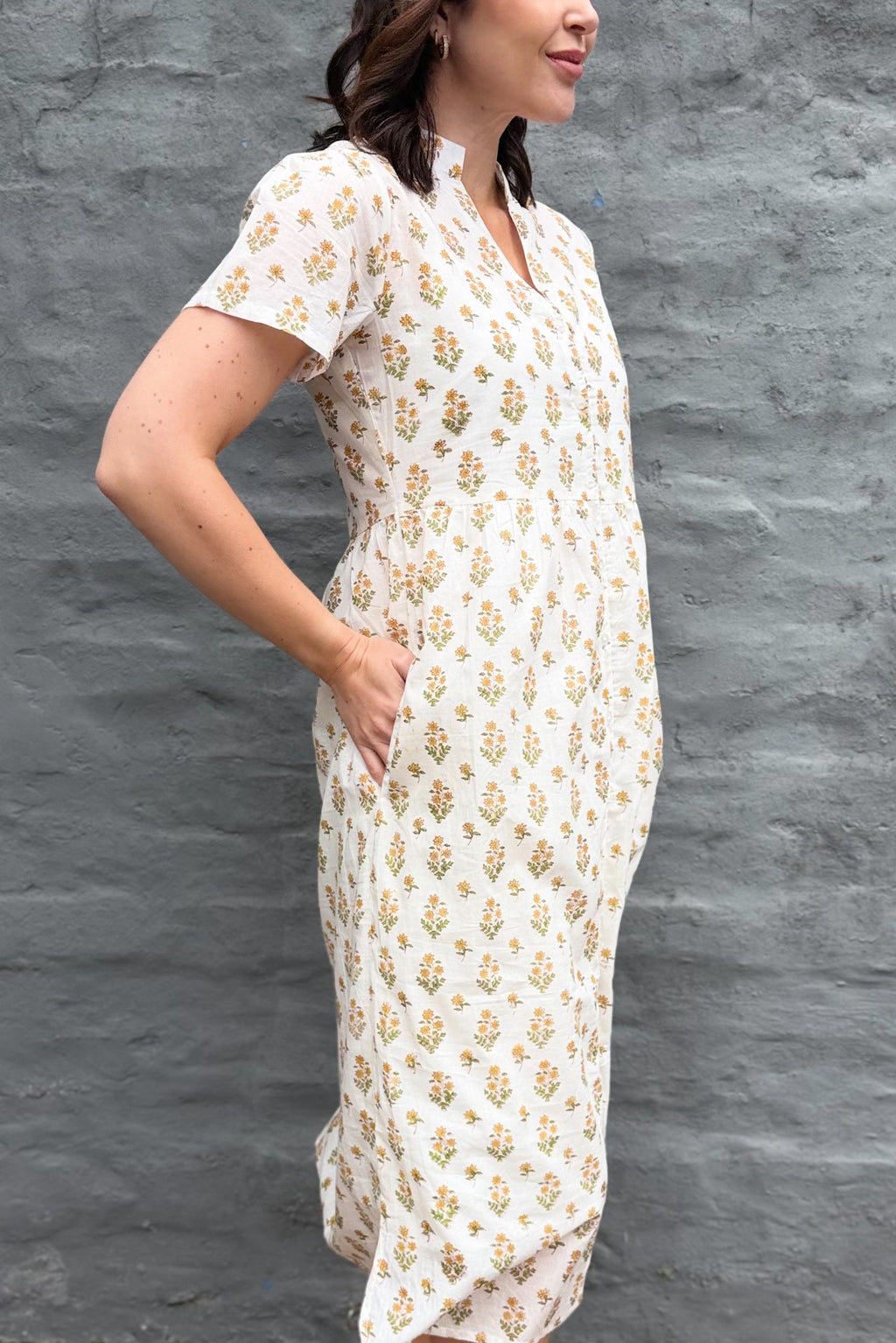 Sadie Shirt Dress In Golden Posy