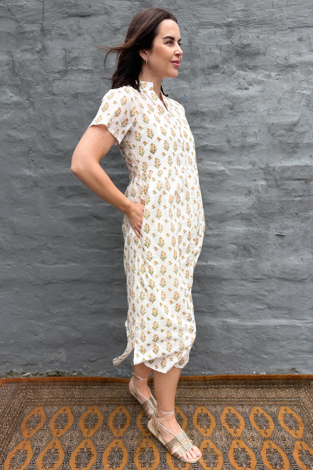 Sadie Shirt Dress In Golden Posy