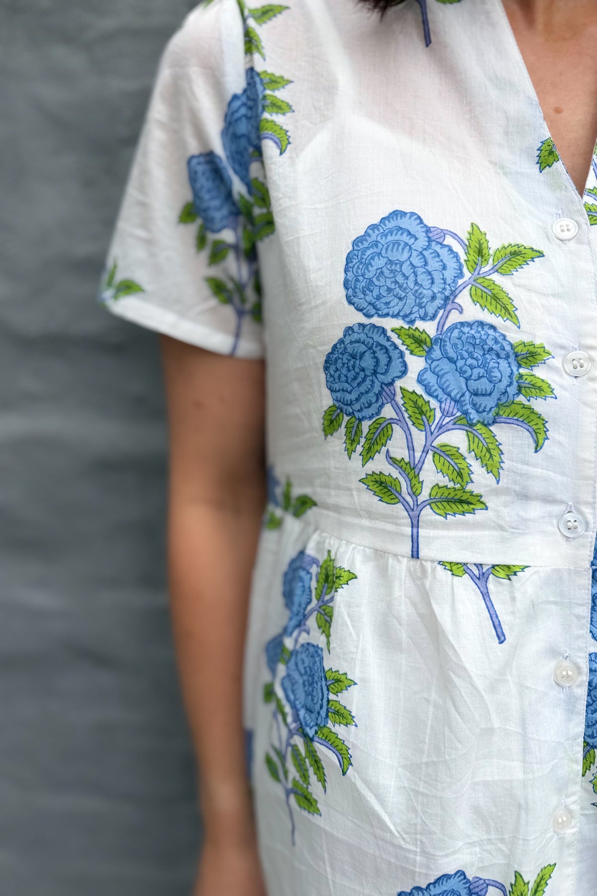 Sadie Shirt Dress In Blue Posy