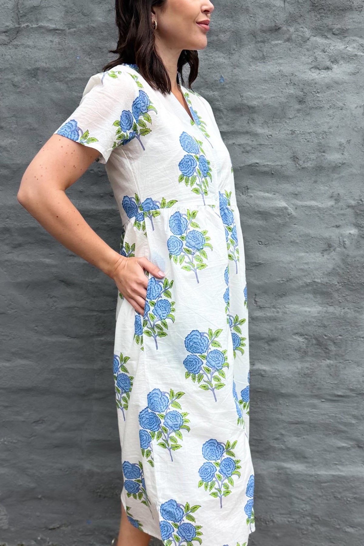 Sadie Shirt Dress In Blue Posy