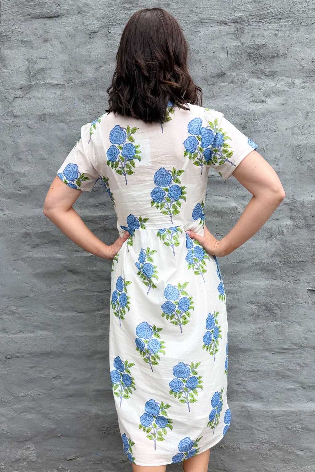 Sadie Shirt Dress In Blue Posy