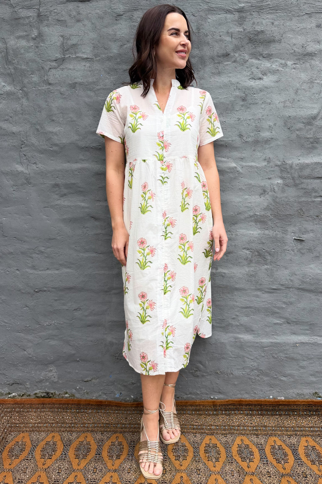 Sadie Shirt Dress In Pink Posy