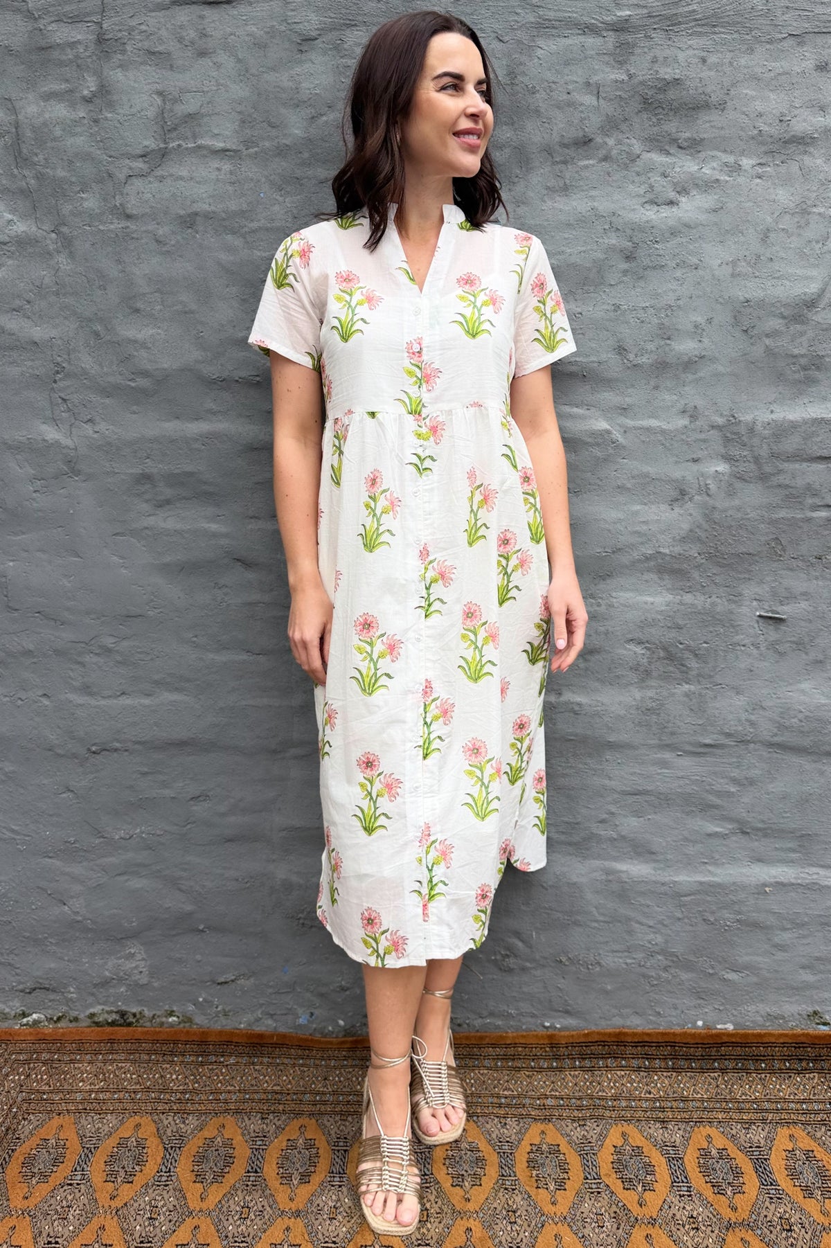 Sadie Shirt Dress In Pink Posy