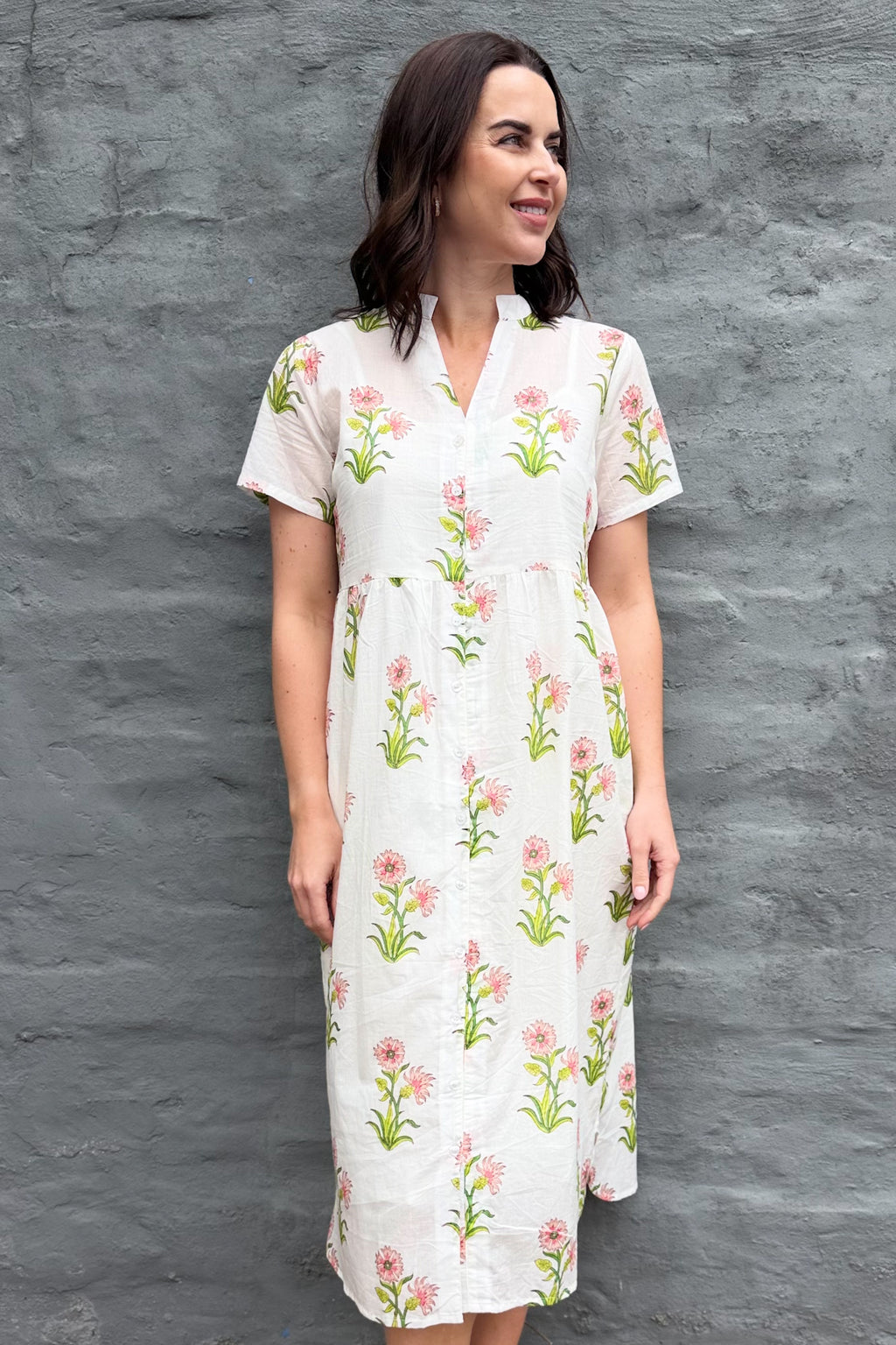 Sadie Shirt Dress In Pink Posy
