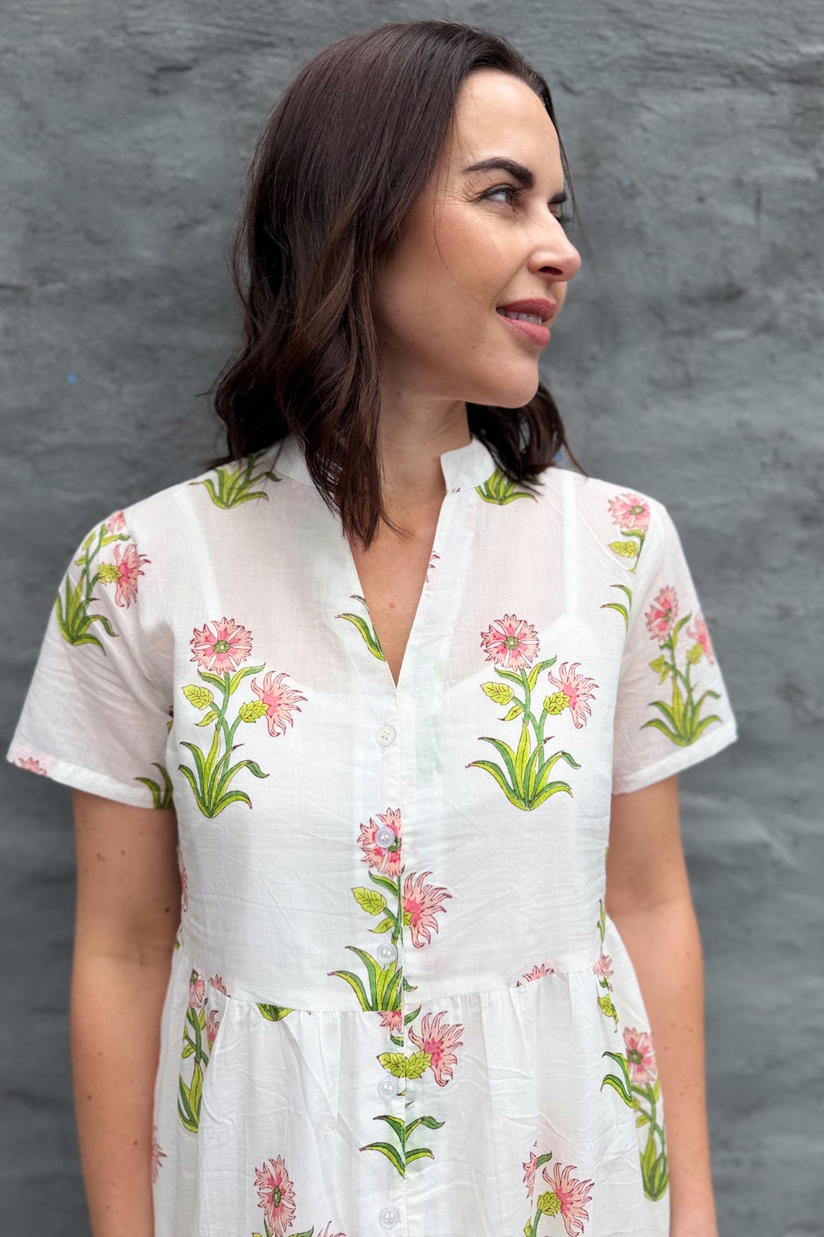 Sadie Shirt Dress In Pink Posy