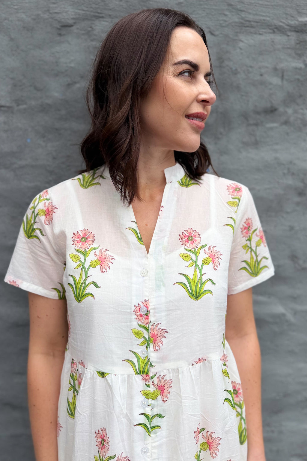 Sadie Shirt Dress In Pink Posy
