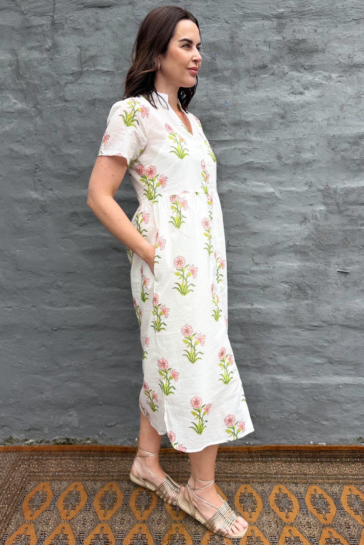 Sadie Shirt Dress In Pink Posy