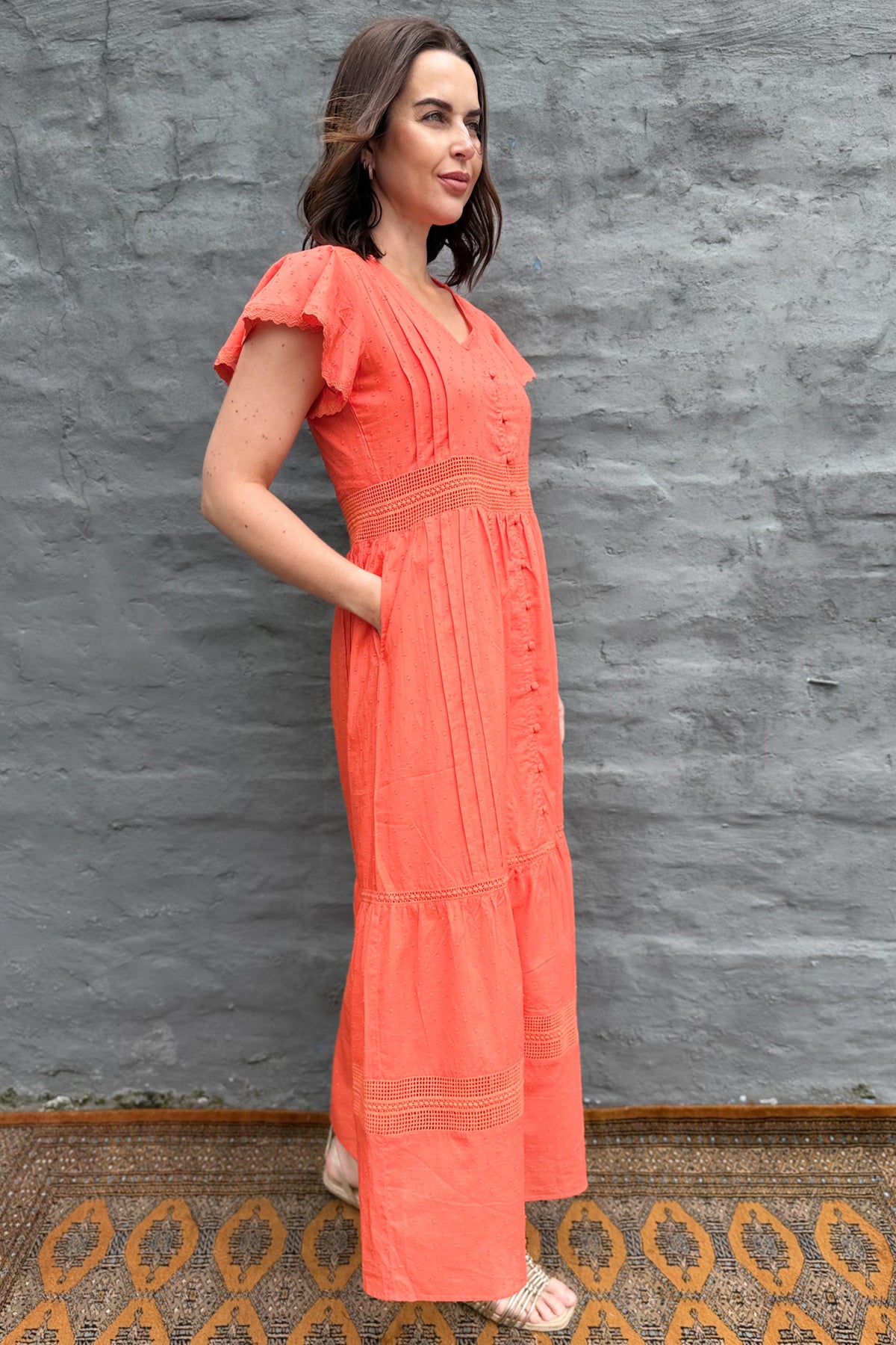 Binita Dress In Tangerine