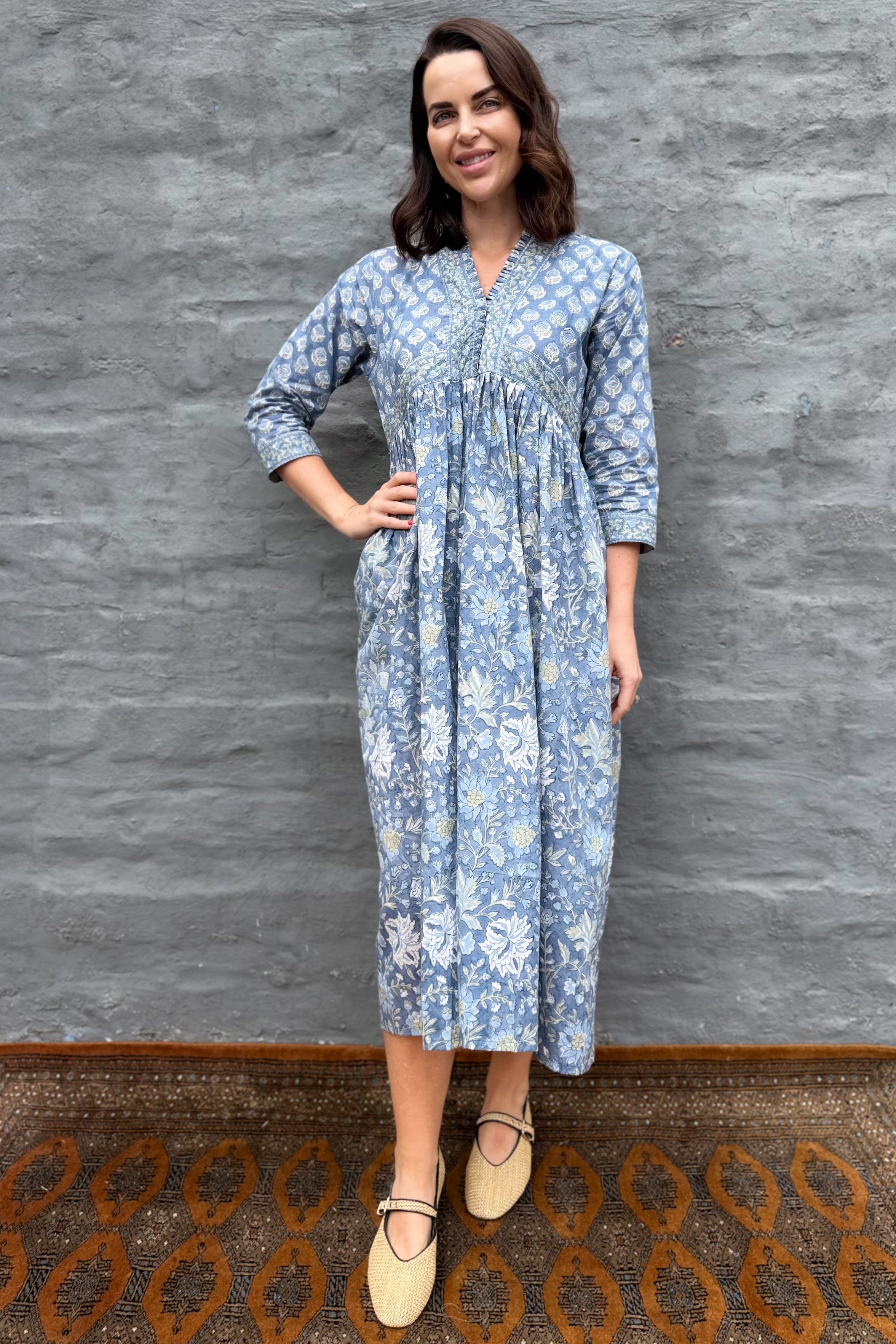 Adeline Dress In Dusty Blue