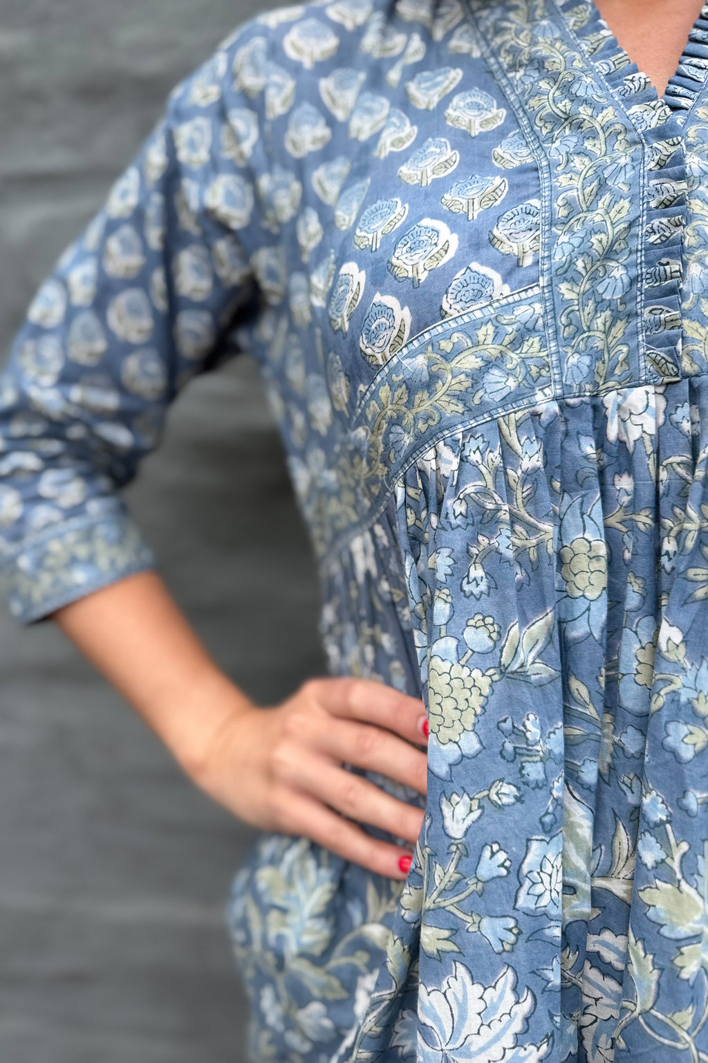 Adeline Dress In Dusty Blue