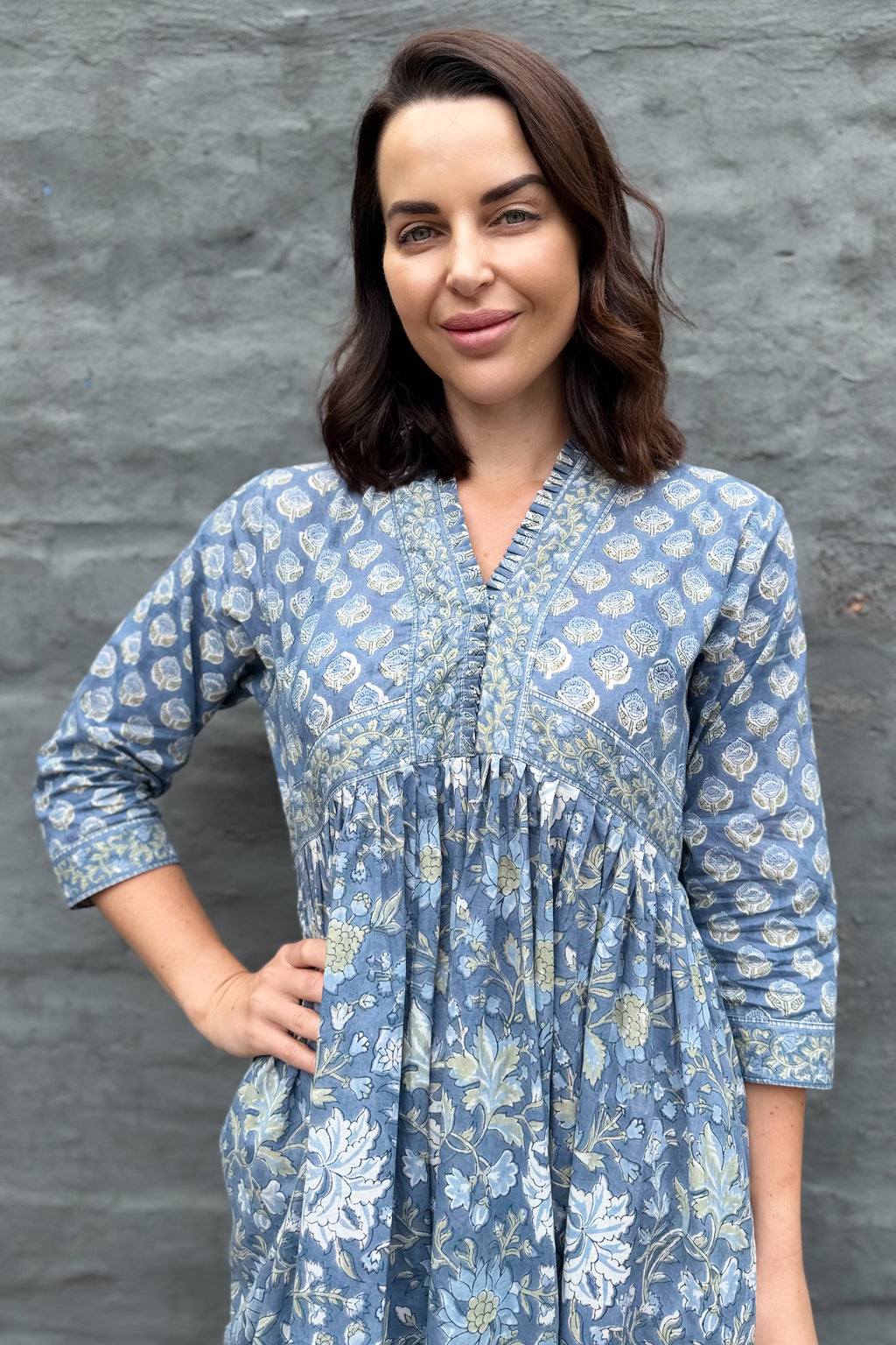 Adeline Dress In Dusty Blue