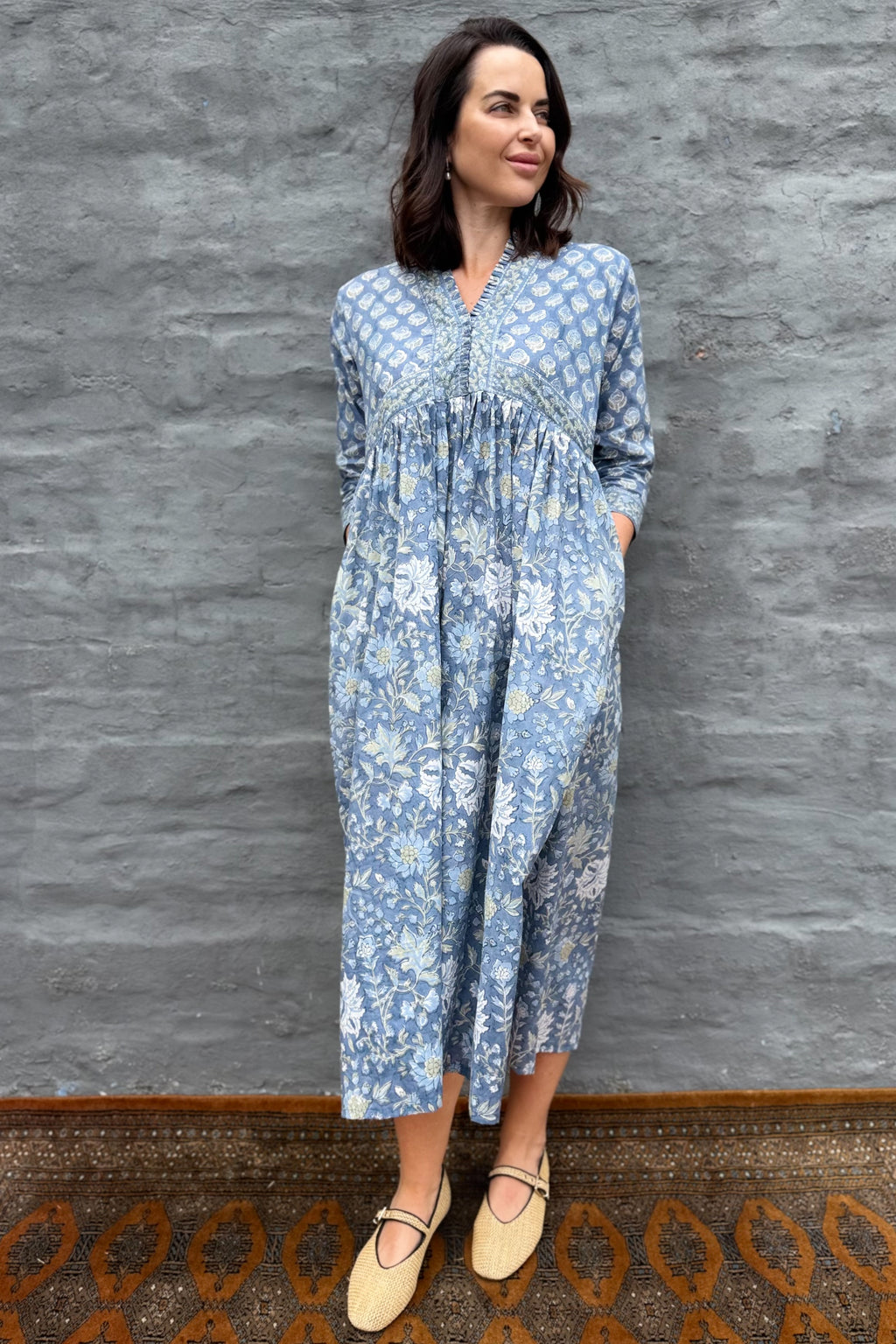 Adeline Dress In Dusty Blue