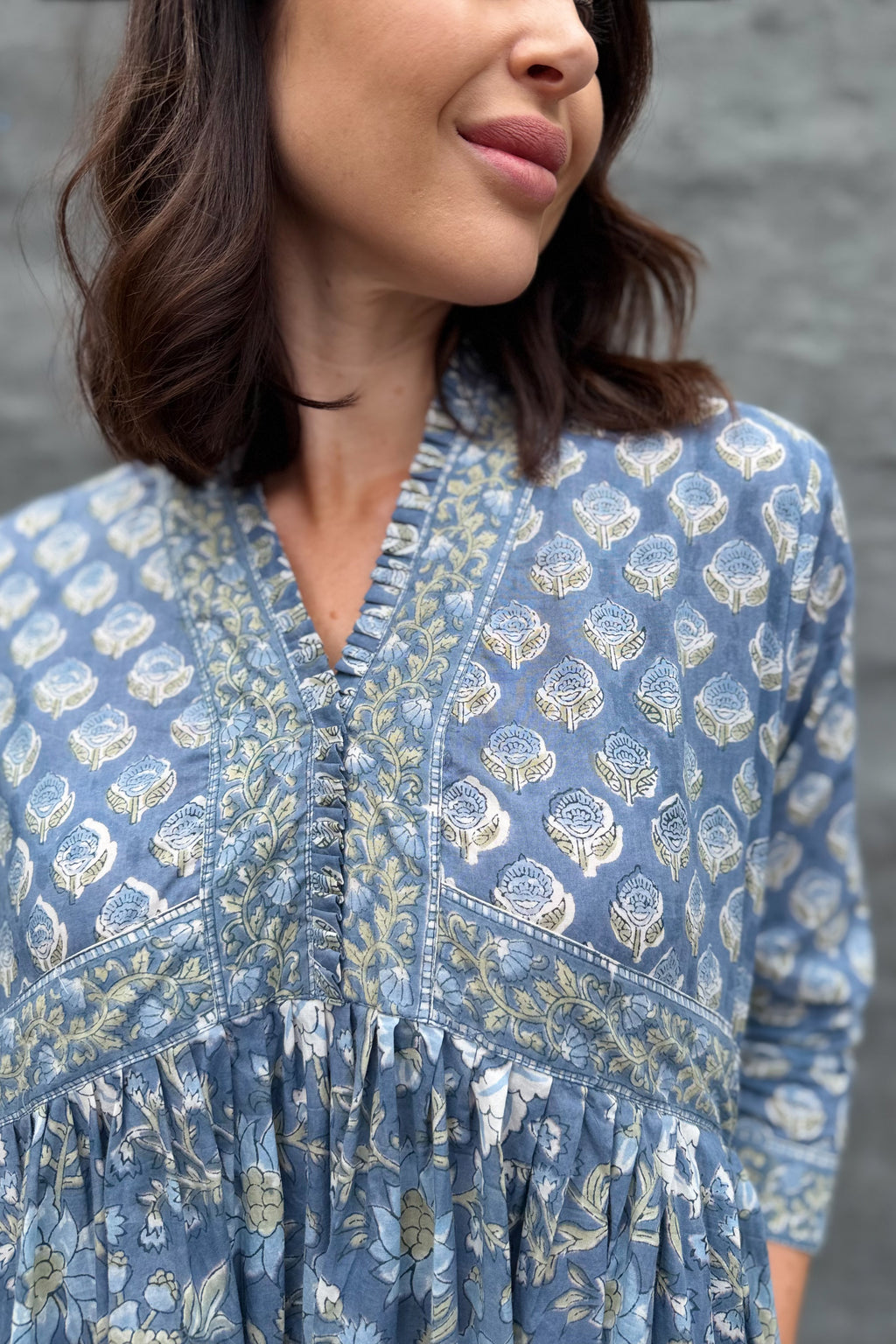 Adeline Dress In Dusty Blue