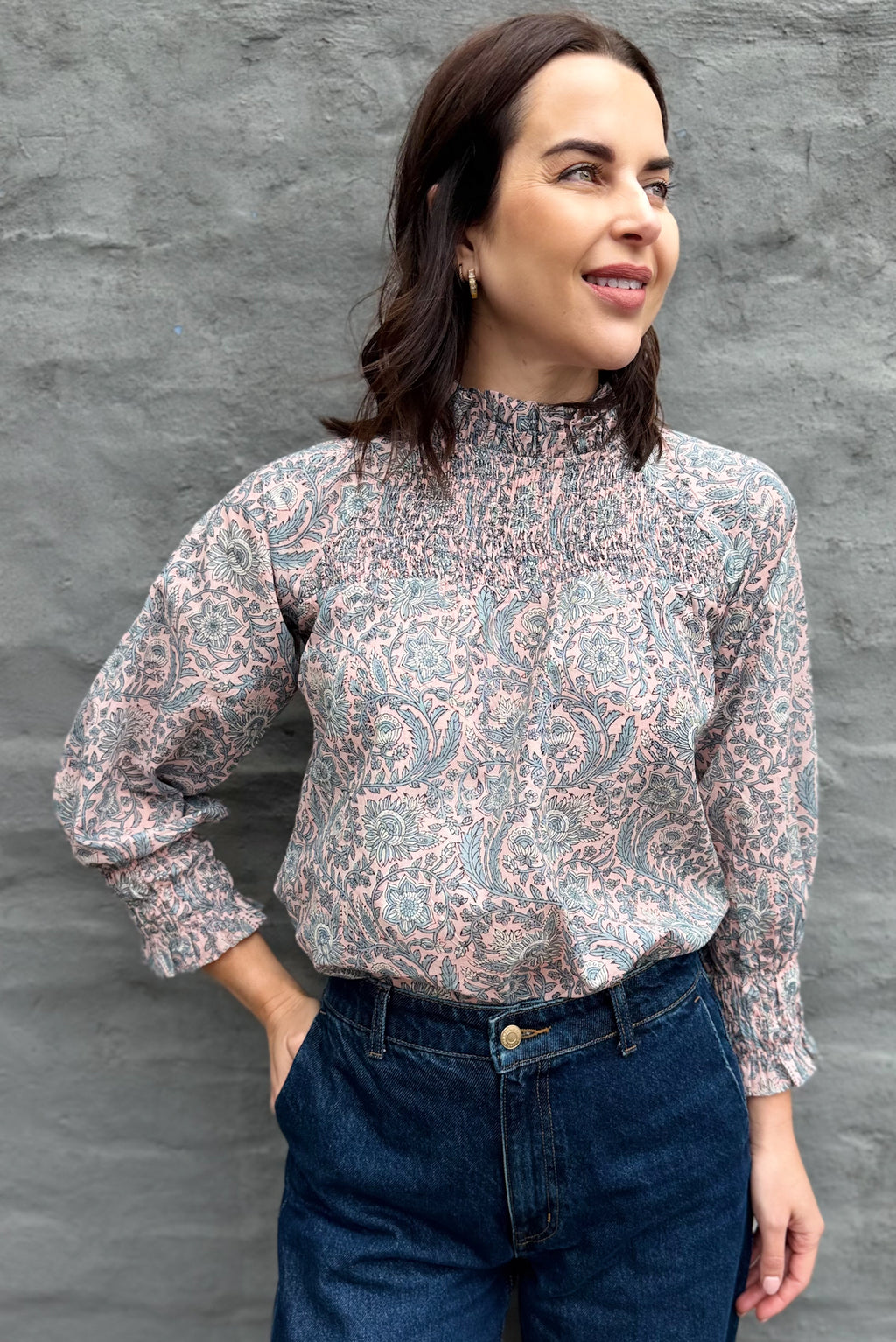 Marceena Blouse In Blushing Sky