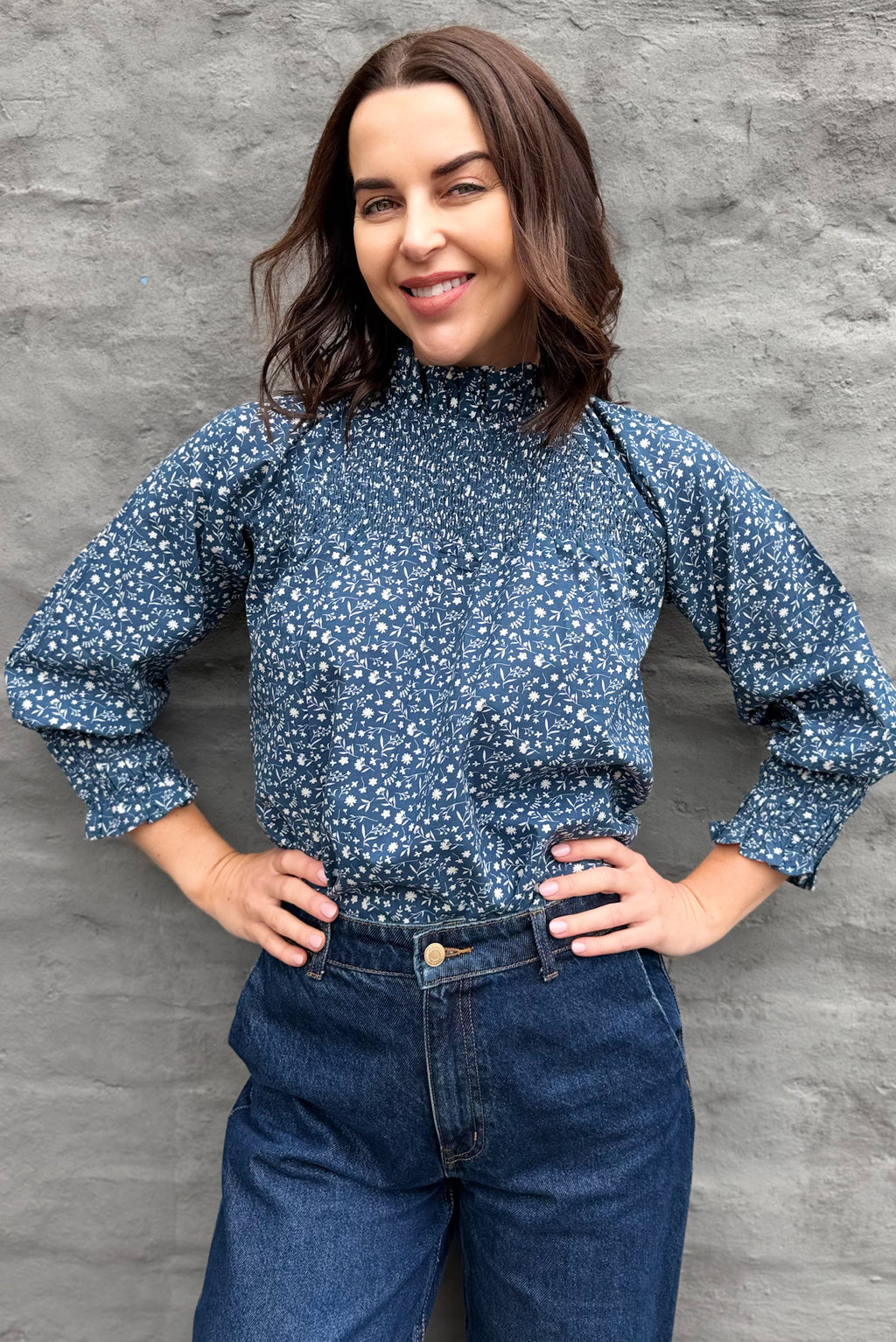 Marceena Blouse In Deja Blue