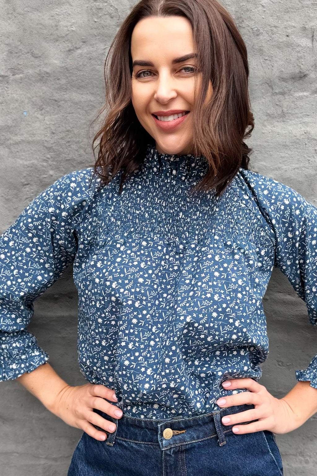 Marceena Blouse In Deja Blue