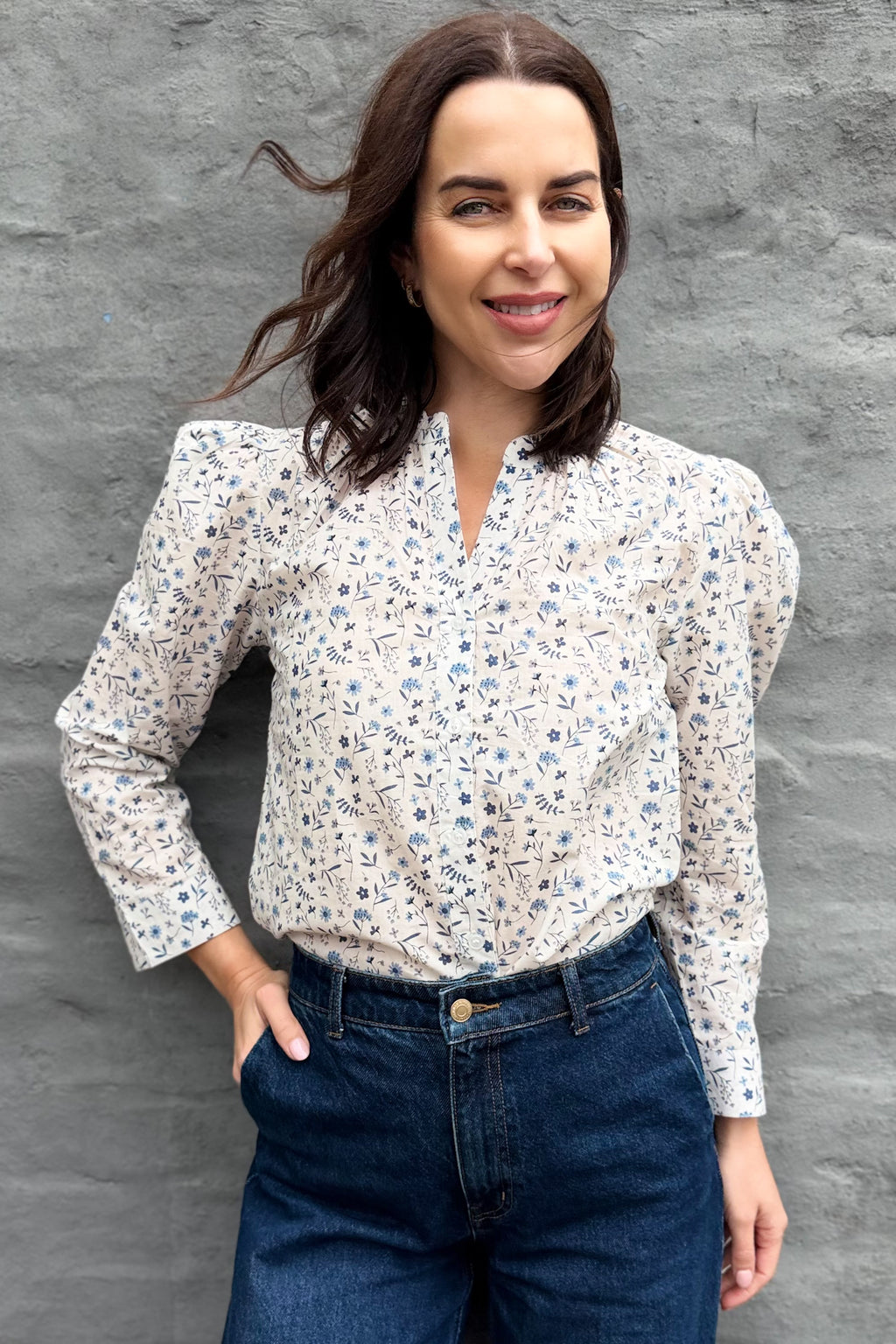 Ophelia Blouse In Blissful Blue Floral