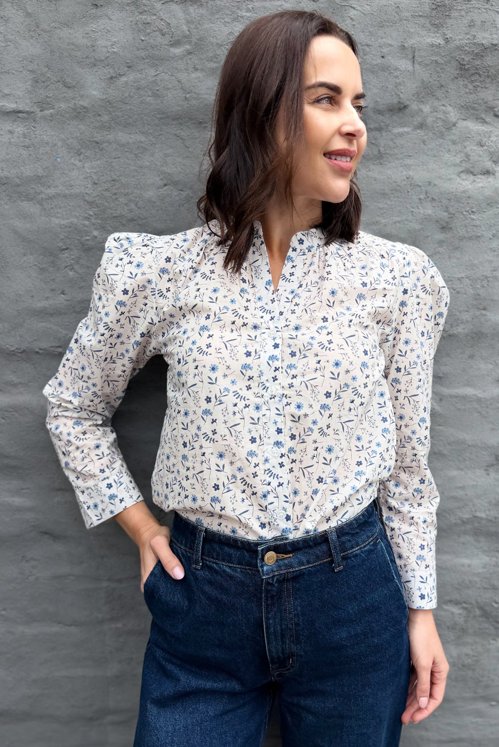 Ophelia Blouse In Blissful Blue Floral